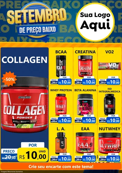 Modelo de Encarte para Encarte A4 Vertical com o tema Setembro De Preço Baixo para Suplementos alimentares