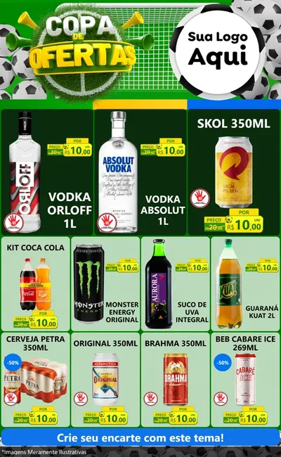 Modelo de Encarte para Encarte Grande com o tema Copa De Ofertas para Distribuidora de bebidas