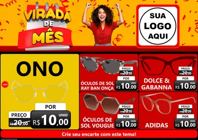 Modelo de Encarte para Encarte A4 Horizontal com o tema Virada de Mês para Óticas