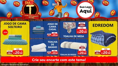 Modelo de TV para TV Horizontal com o tema Dia T - O Dia Mais Barato Do Mês para Cama, Mesa e Banho