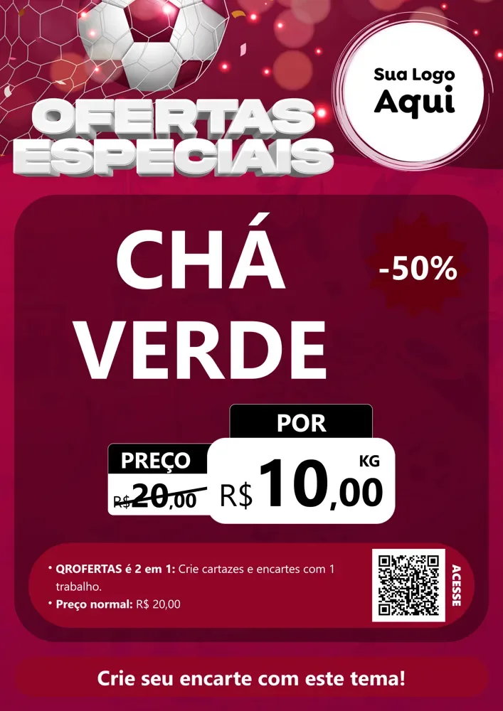 Modelo de Cartaz para Cartaz A4 Vertical com o tema Ofertas Especiais - Futebol para Produtos Naturais