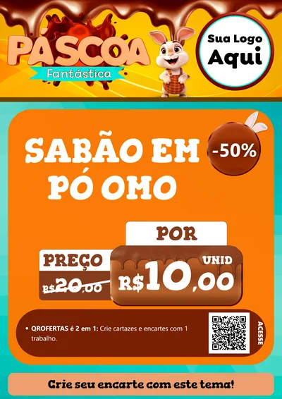 Modelo de Cartaz para Cartaz A4 Vertical com o tema Páscoa Fantástica para Produtos de Limpeza