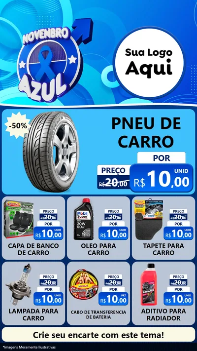 Modelo de Rede Social para Stories com o tema Novembro Azul para Auto peças
