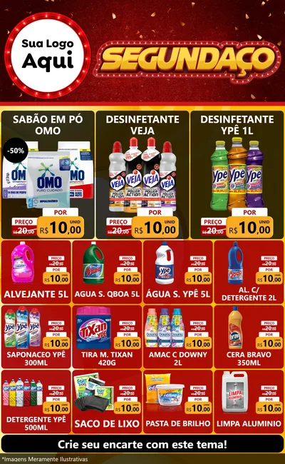 Modelo de Encarte para Encarte Grande com o tema Segundaço para Produtos de Limpeza