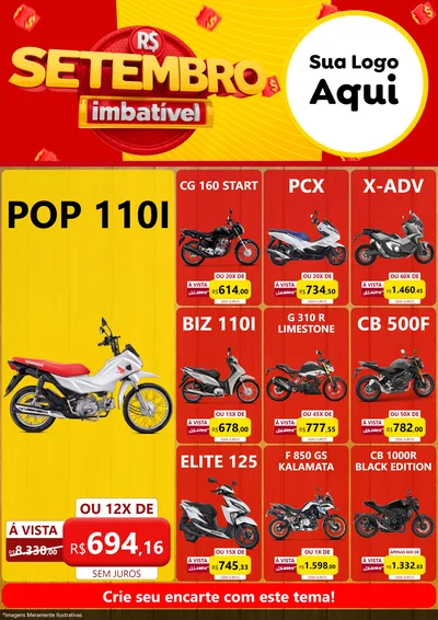 Modelo de Encarte para Encarte A4 Vertical com o tema Setembro Imbatível para Concessionaria de Motos