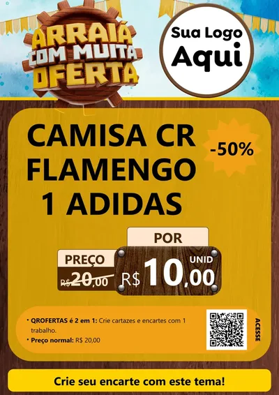 Modelo de Cartaz para Cartaz A4 Vertical com o tema Ofertas de São João - Junina para Roupas e acessórios