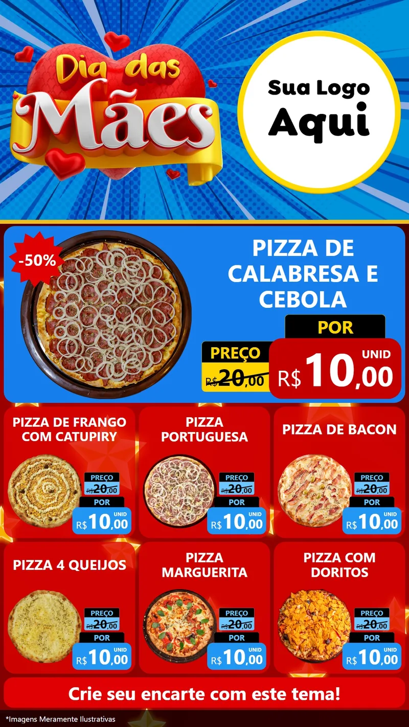 Modelo de Rede Social para Stories com o tema Dia das Mães para Pizzaria