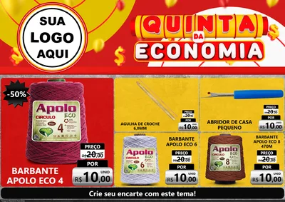 Modelo de Encarte para Encarte A4 Horizontal com o tema Quinta da Economia para Armarinho e Aviamentos