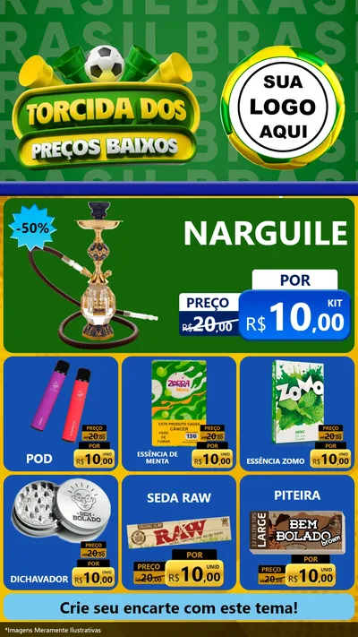 Modelo de Rede Social para Stories com o tema Torcida dos Preços Baixos para Tabacaria