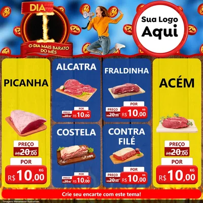 Modelo de Rede Social para Feed Facebook com o tema Dia I - O Dia Mais Barato Do Mês para Açougue