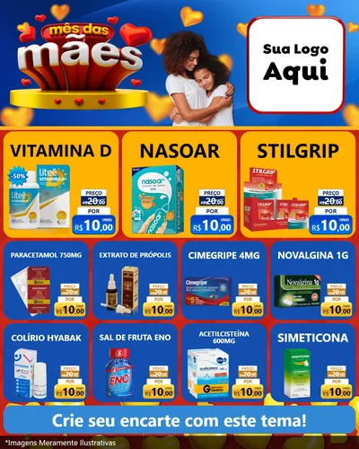 Modelo de Rede Social para Feed Instagram com o tema Mês das Mães para Farmácia