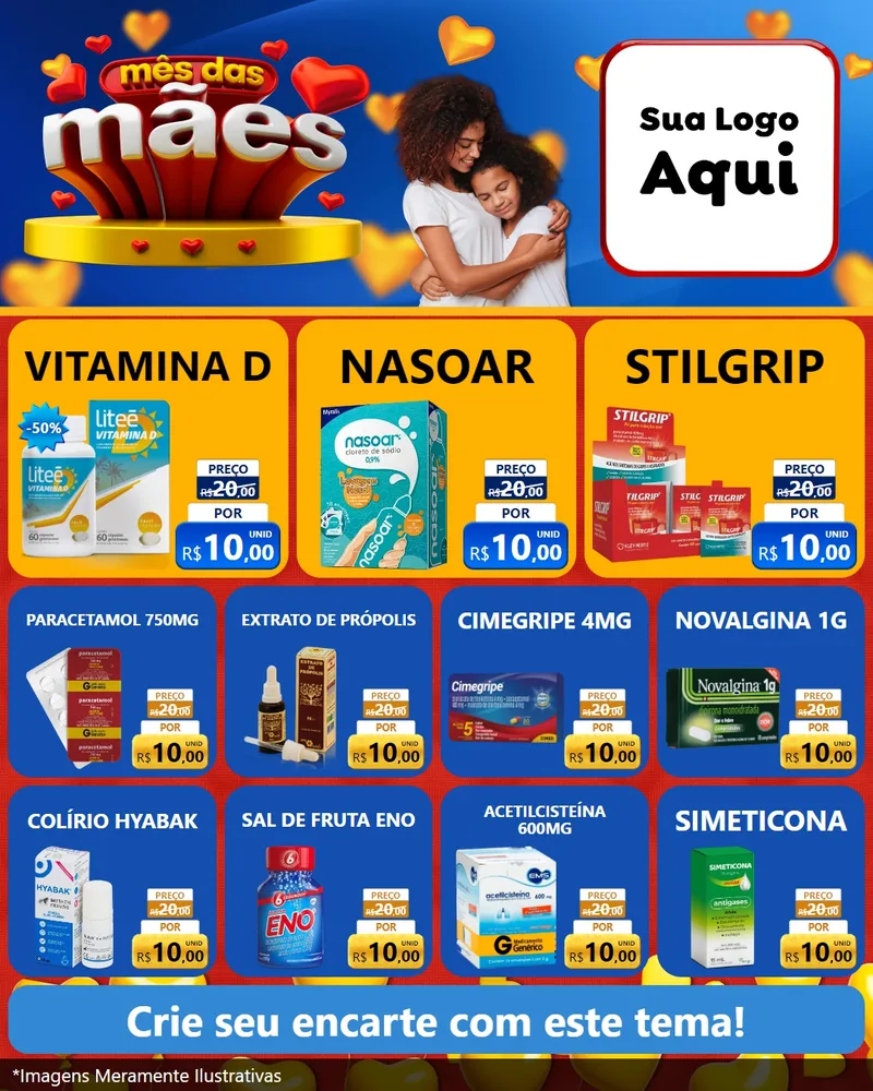 Modelo de Rede Social para Feed Instagram com o tema Mês das Mães para Farmácia