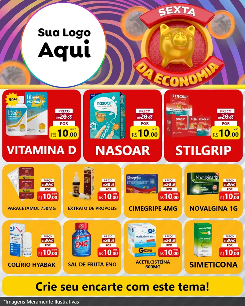 Modelo de Rede Social para Feed Instagram com o tema Sexta da Economia para Farmácia