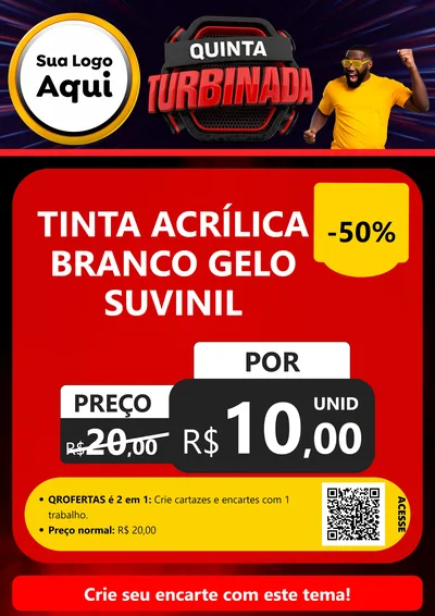 Modelo de Cartaz para Cartaz A4 Vertical com o tema Quinta Turbinada para Tintas e Ferramentas