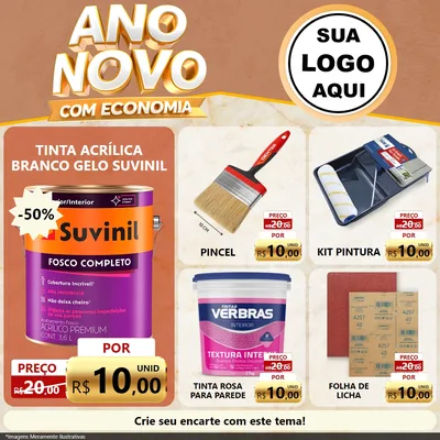 Modelo de Rede Social para Feed Facebook com o tema Ano Novo Com Economia para Tintas e Ferramentas