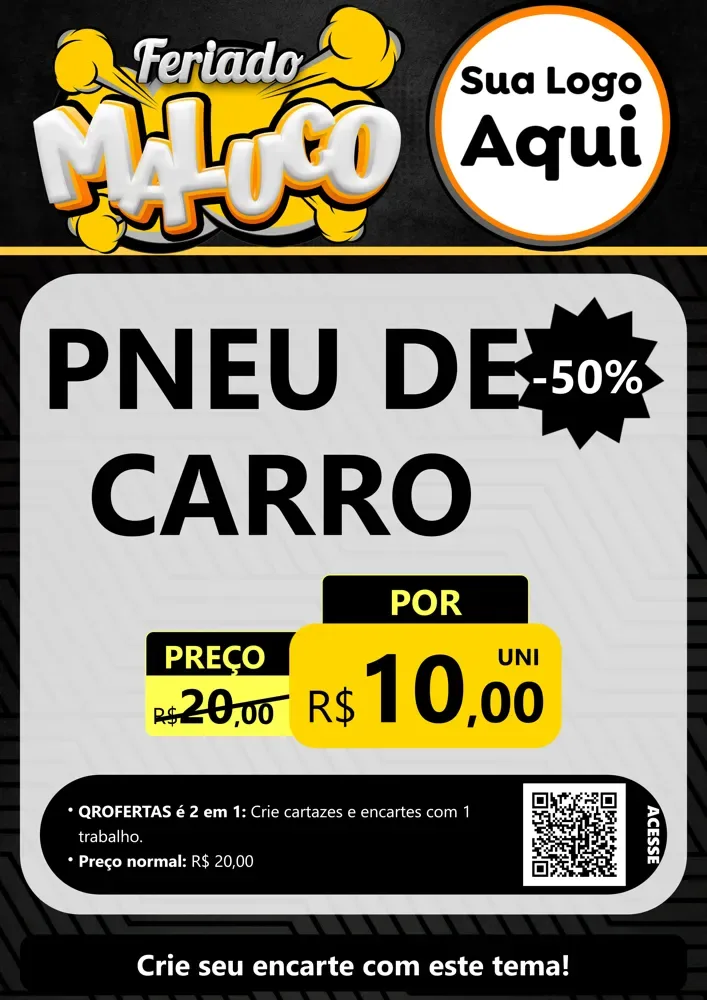 Modelo de Cartaz para Cartaz A4 Vertical com o tema Feriado Maluco para Auto peças