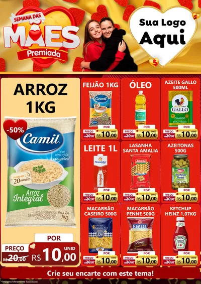 Modelo de Encarte para Encarte A4 Vertical com o tema Semana das Mães Premiada para Supermercado