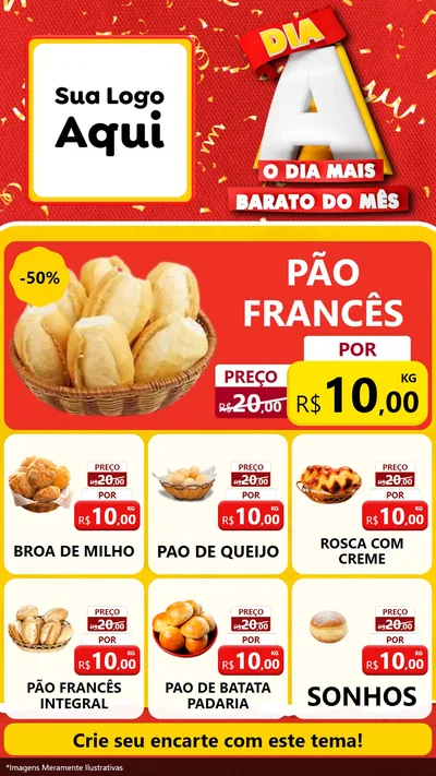 Modelo de Rede Social para Stories com o tema Dia A o Dia Mais Barato do Mês para Padaria