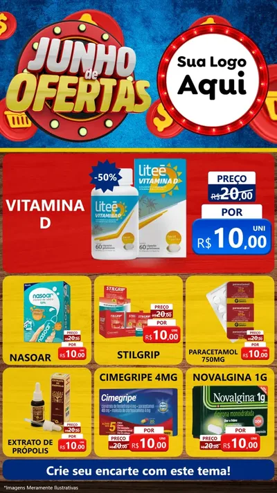 Modelo de Rede Social para Stories com o tema Junho de Ofertas para Farmácia