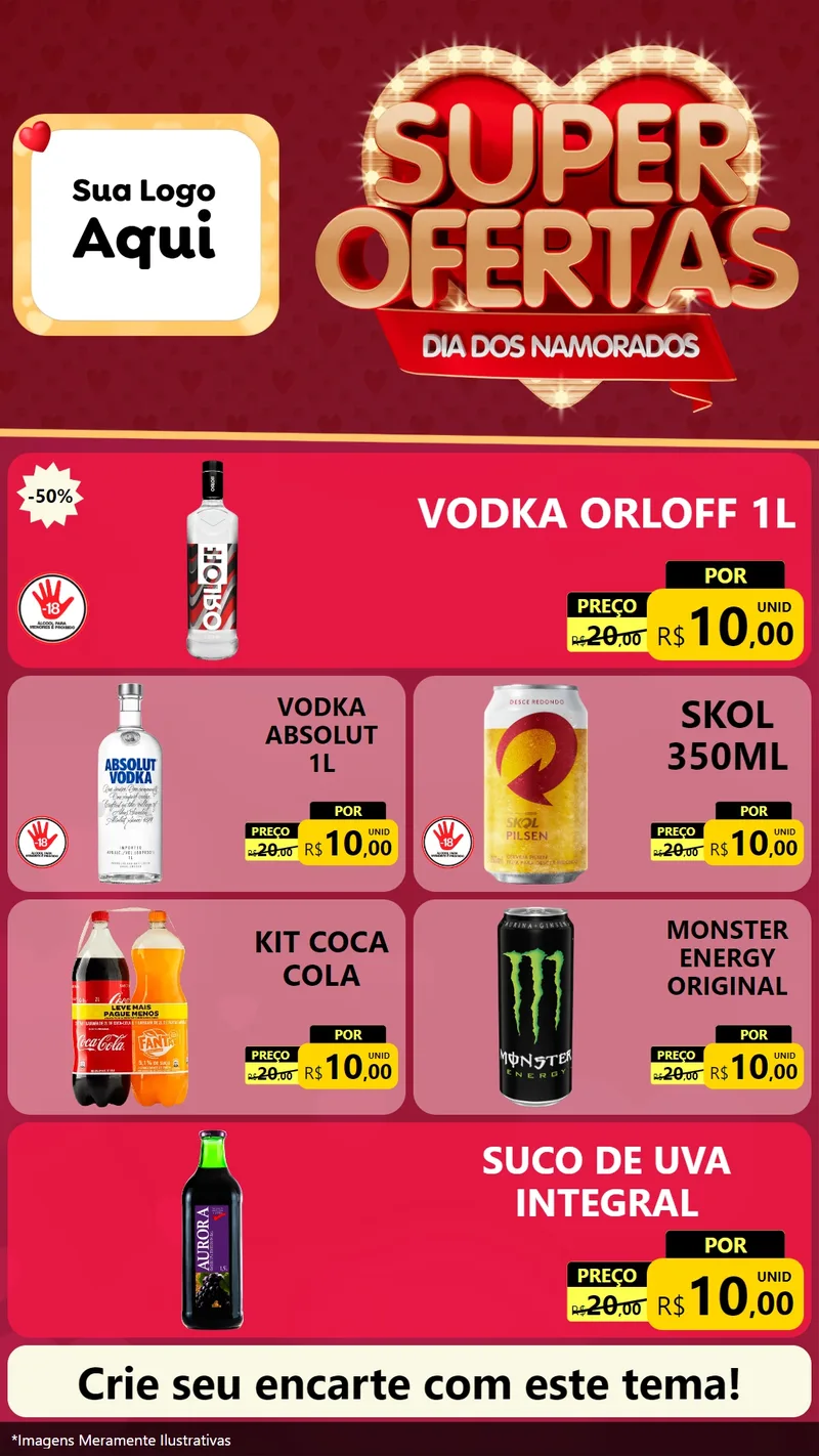 Modelo de TV para TV Vertical com o tema Dia dos Namorados para Distribuidora de bebidas
