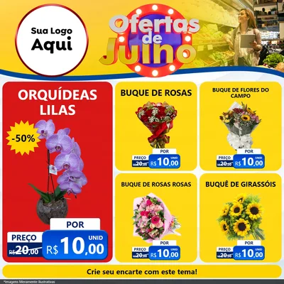 Modelo de Rede Social para Feed Facebook com o tema Ofertas de Julho para Floricultura e jardim