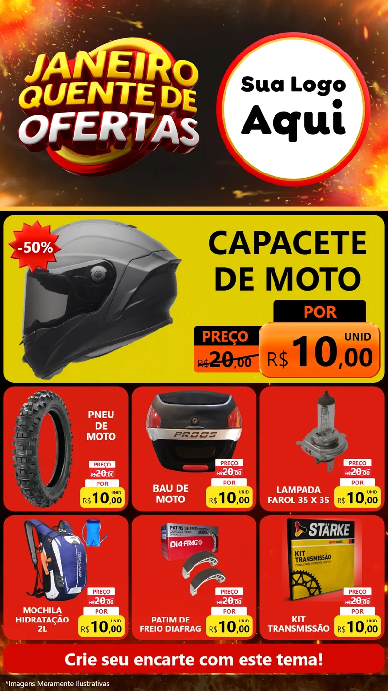 Modelo de Rede Social para Stories com o tema Janeiro Quente de Ofertas para Moto peças