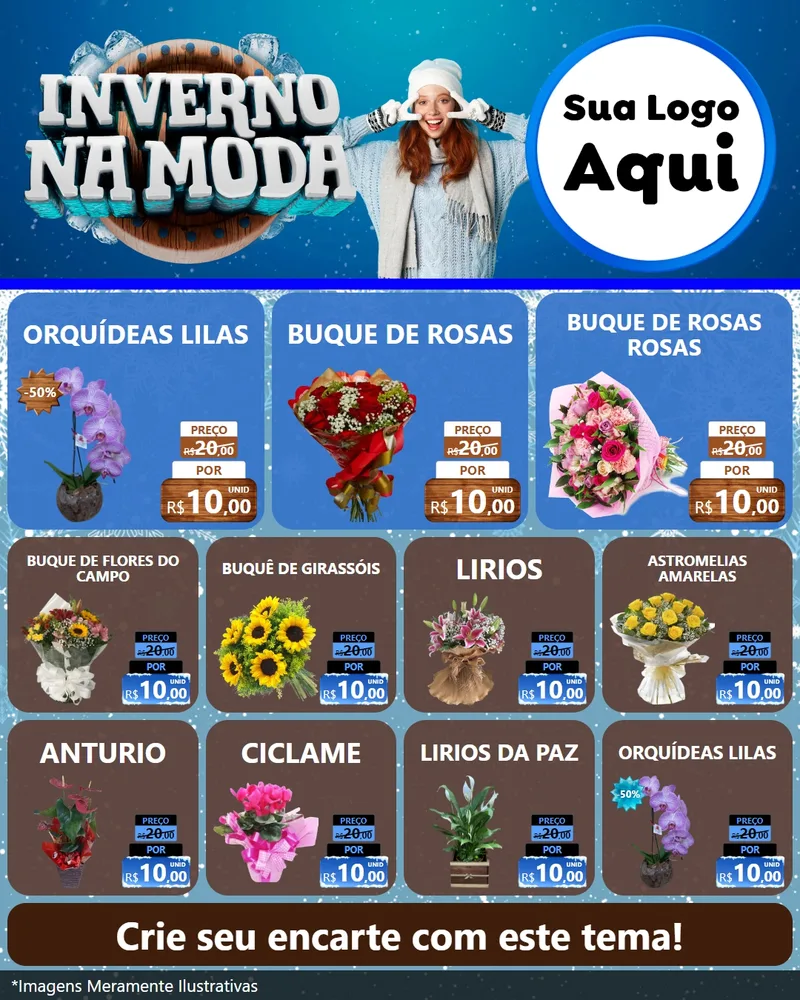 Modelo de Rede Social para Feed Instagram com o tema Inverno na Moda para Floricultura e jardim