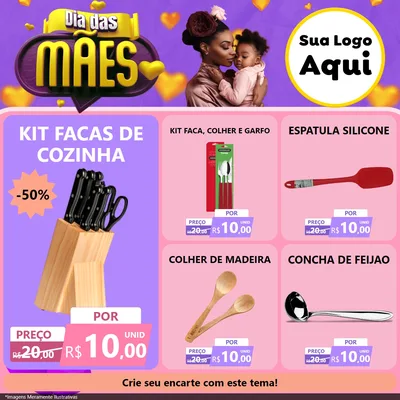 Modelo de Rede Social para Feed Facebook com o tema Dia das Mães para Utilidades Domésticas