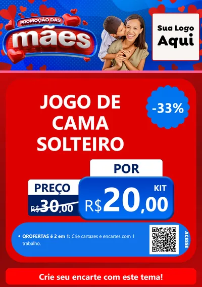 Modelo de Cartaz para Cartaz A4 Vertical com o tema Promoção das Mães para Cama, Mesa e Banho