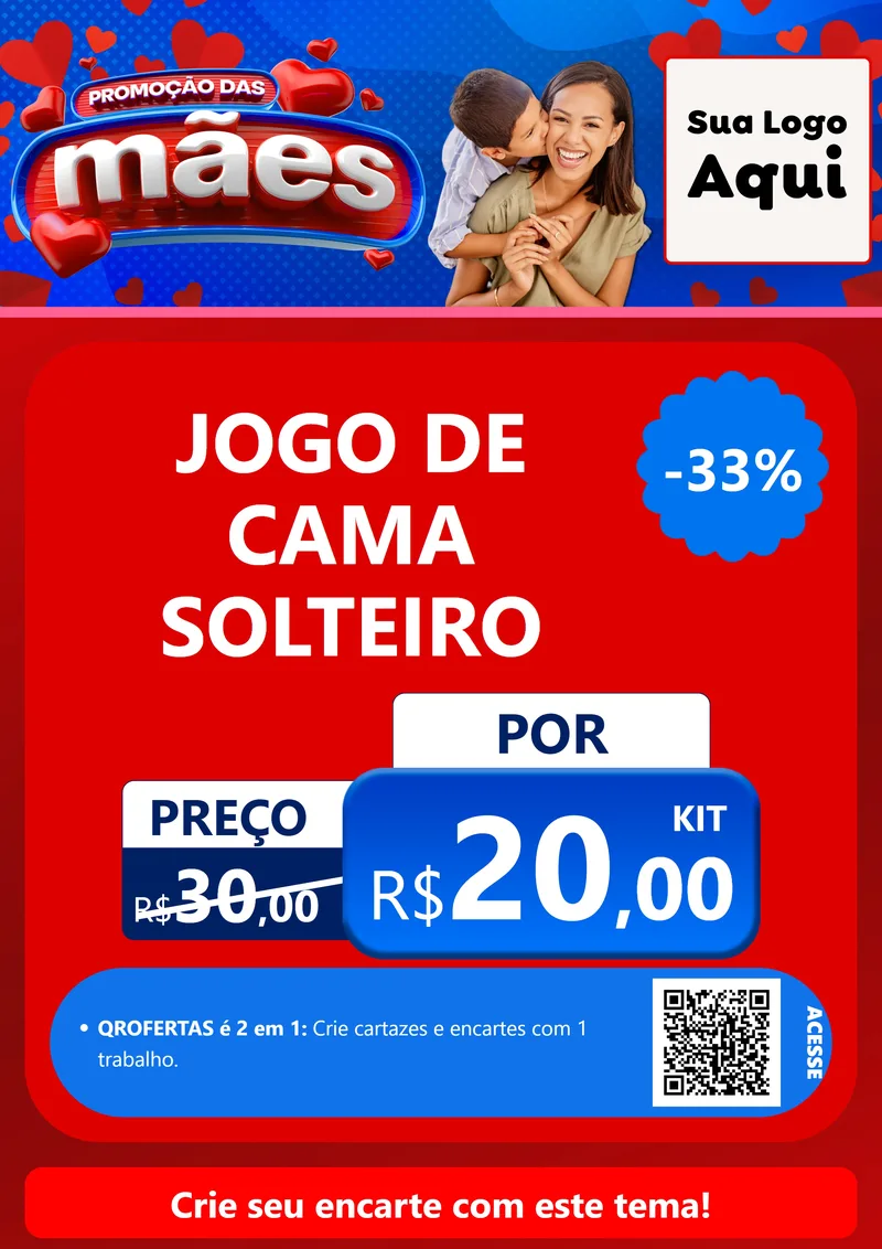 Modelo de Cartaz para Cartaz A4 Vertical com o tema Promoção das Mães para Cama, Mesa e Banho