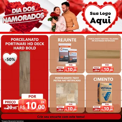 Modelo de Rede Social para Feed Facebook com o tema Dia dos Namorados para Pisos e revestimentos