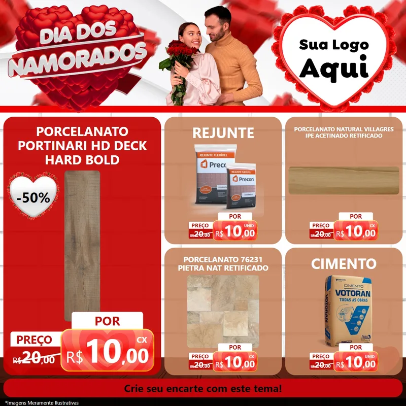Modelo de Rede Social para Feed Facebook com o tema Dia dos Namorados para Pisos e revestimentos