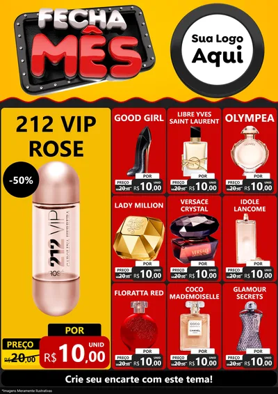 Modelo de Encarte para Encarte A4 Vertical com o tema Fecha Mês para Perfumes
