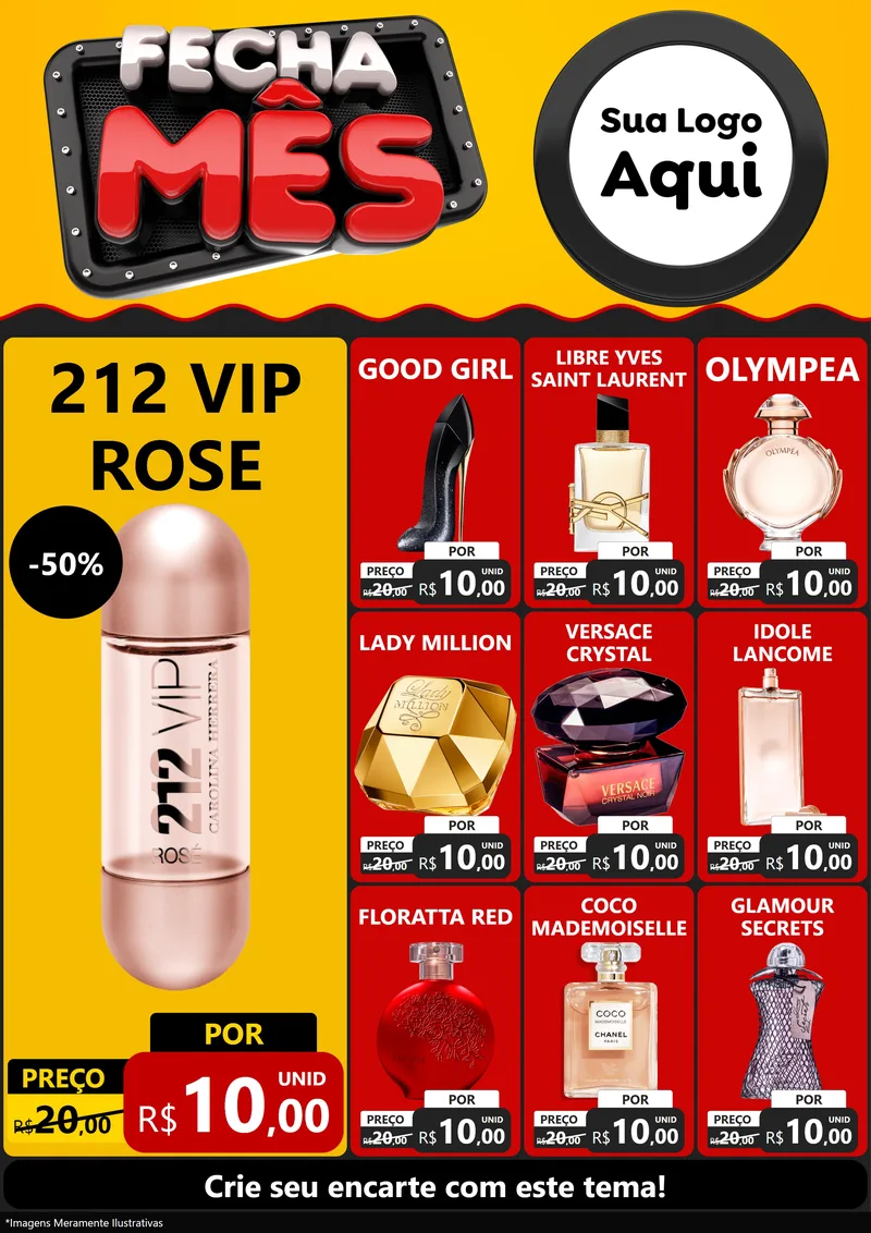 Modelo de Encarte para Encarte A4 Vertical com o tema Fecha Mês para Perfumes