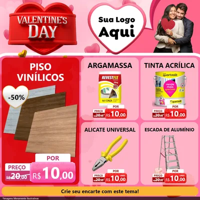 Modelo de Rede Social para Feed Facebook com o tema Valentine's Day para Material para Construção