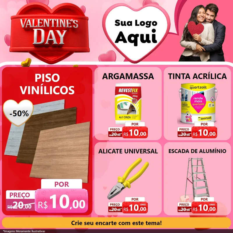 Modelo de Rede Social para Feed Facebook com o tema Valentine's Day para Material para Construção