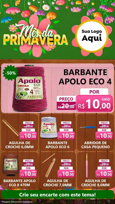 Modelo de Rede Social para Stories com o tema Mês da Primavera para Armarinho e Aviamentos