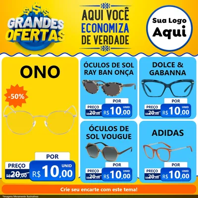 Modelo de Rede Social para Feed Facebook com o tema Grandes Ofertas para Óticas