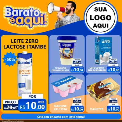 Modelo de Rede Social para Feed Facebook com o tema Barato é aqui para Frios e Laticínios