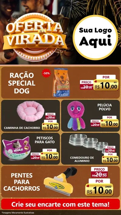 Modelo de TV para TV Vertical com o tema Oferta da Virada para Pet Shop