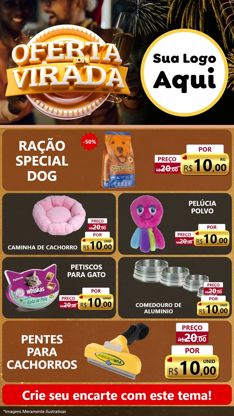 Modelo de TV para TV Vertical com o tema Oferta da Virada para Pet Shop