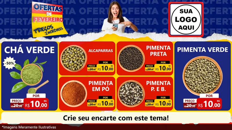 Modelo de TV para TV Horizontal com o tema Ofertas de Fevereiro - Preços Incríveis para Produtos Naturais