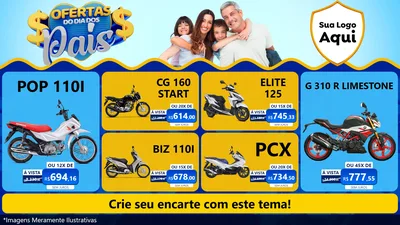 Modelo de TV para TV Horizontal com o tema Ofertas do Dia dos Pais para Concessionaria de Motos