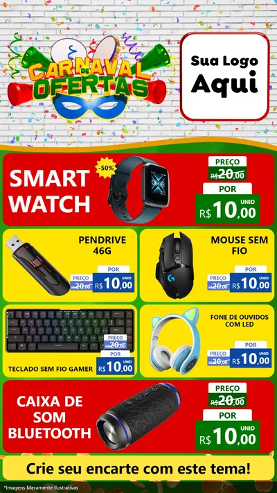 Modelo de TV para TV Vertical com o tema Carnaval de Ofertas para Informática