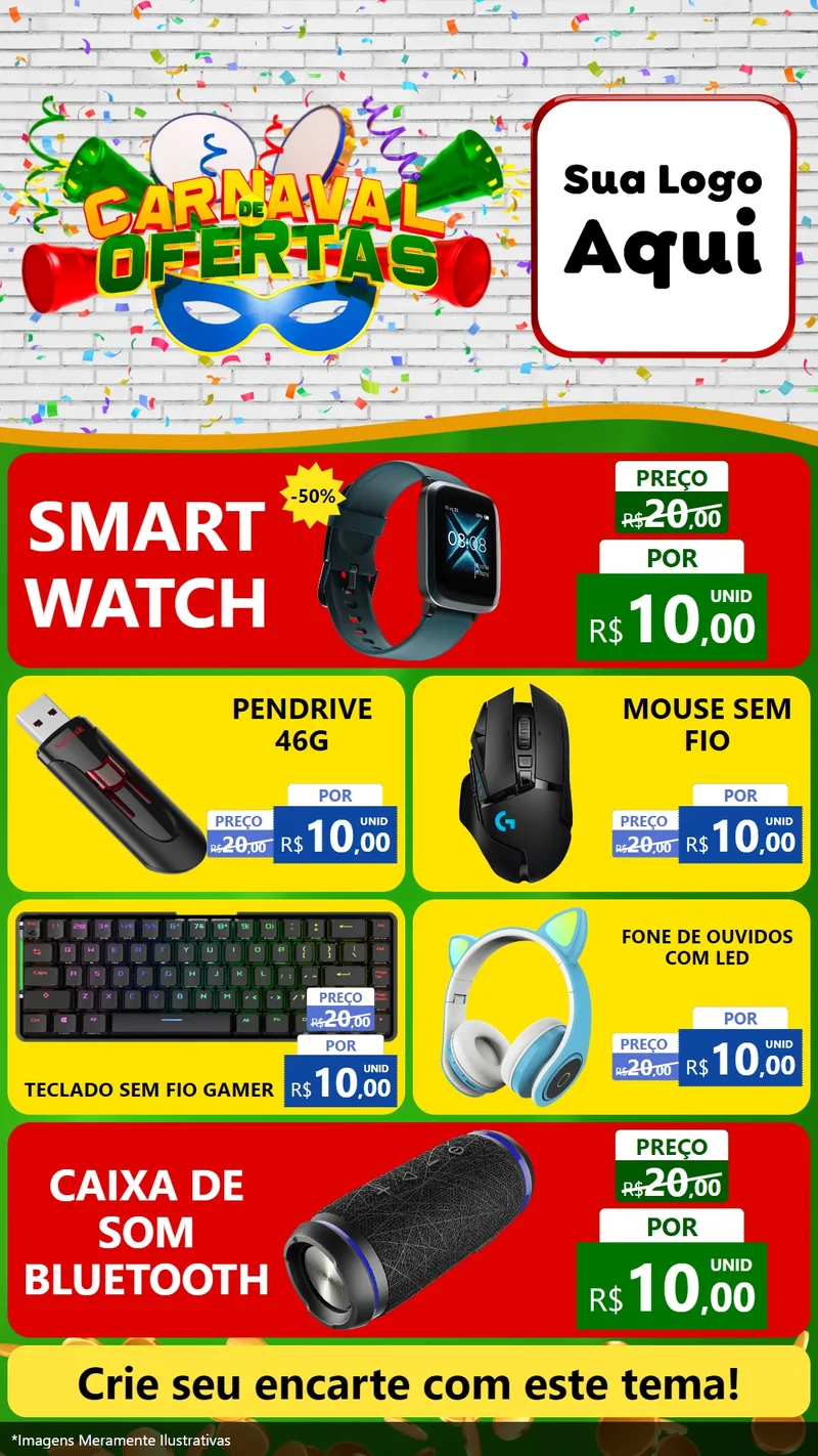Modelo de TV para TV Vertical com o tema Carnaval de Ofertas para Informática