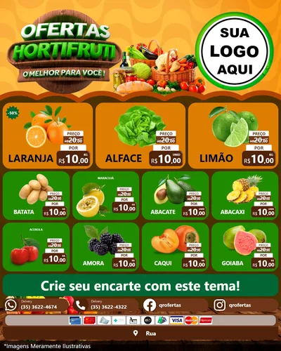 Modelo de Rede Social para Feed Instagram com o tema Ofertas Hortifruti - O Melhor Para Você! para Hortifrúti