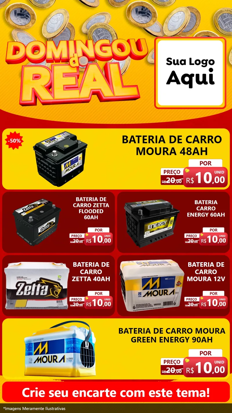 Modelo de TV para TV Vertical com o tema Domingou do Real para Baterias Elétricas