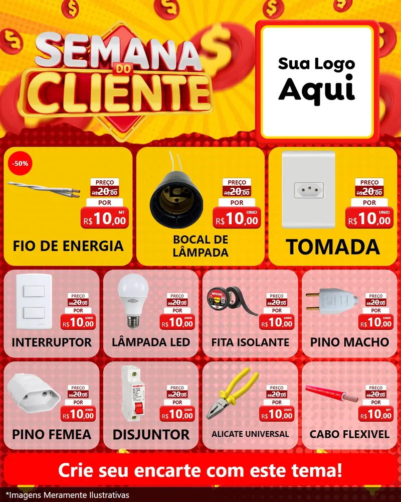 Modelo de Rede Social para Feed Instagram com o tema Semana do Cliente para Materiais Elétricos