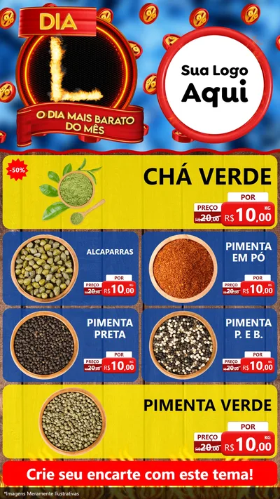 Modelo de TV para TV Vertical com o tema Dia L - O Dia Mais Barato Do Mês para Produtos Naturais