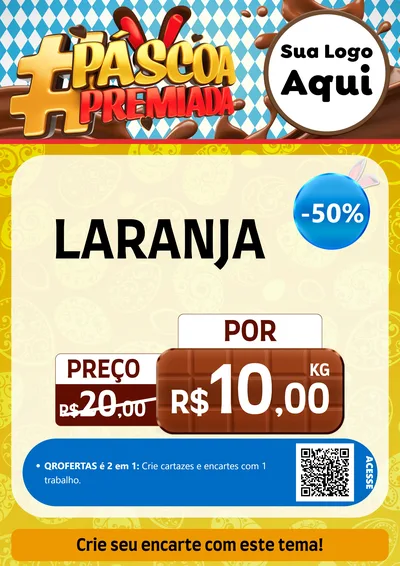 Modelo de Cartaz para Cartaz A4 Vertical com o tema Páscoa Premiada para Hortifrúti